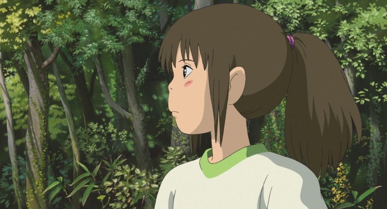 Chihiro looks back in the final scene of Spirited Away