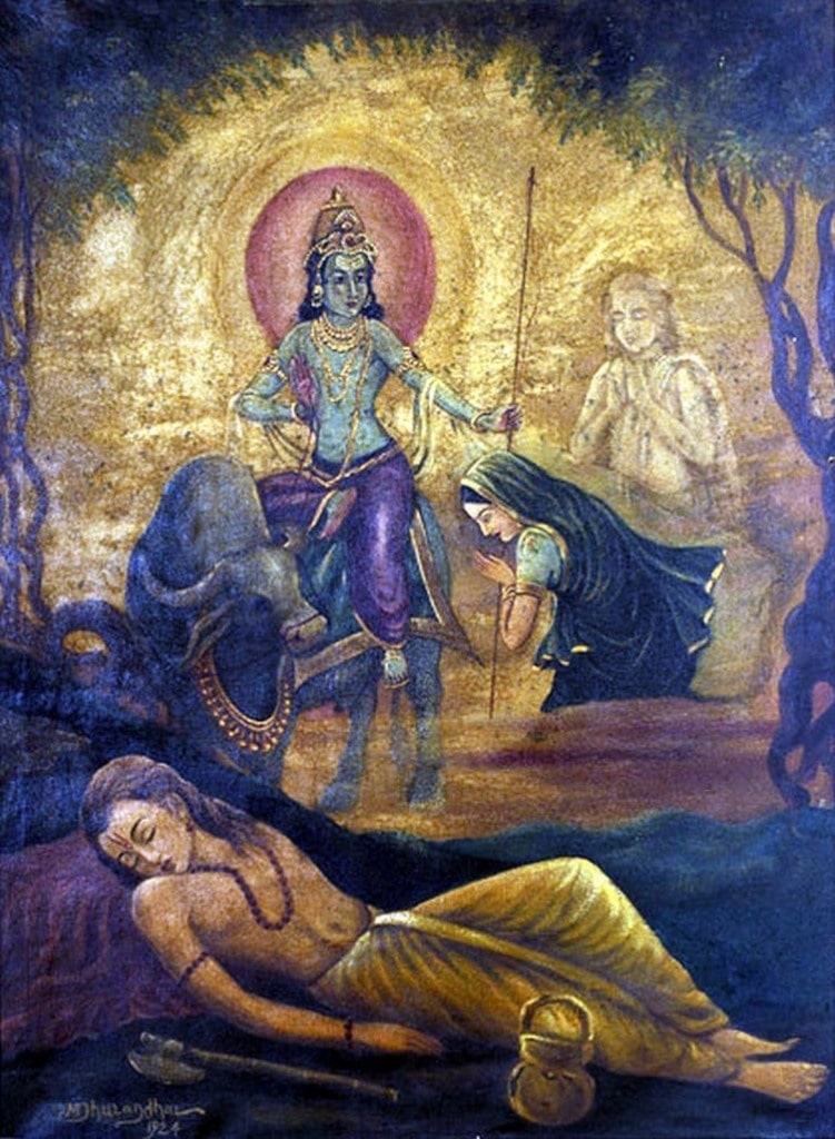 Savitri, Satyavan & Yama by M. V. Dhurandhar, 1924.